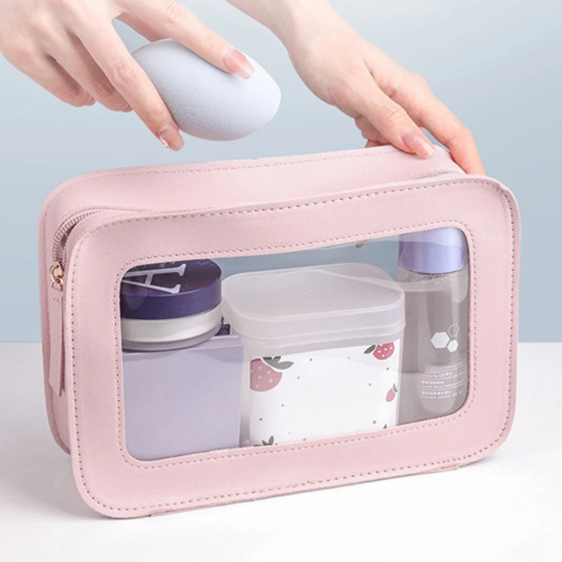 Women Accessories List - Damska kosmetyczka podróżna z PU, przezroczysta
