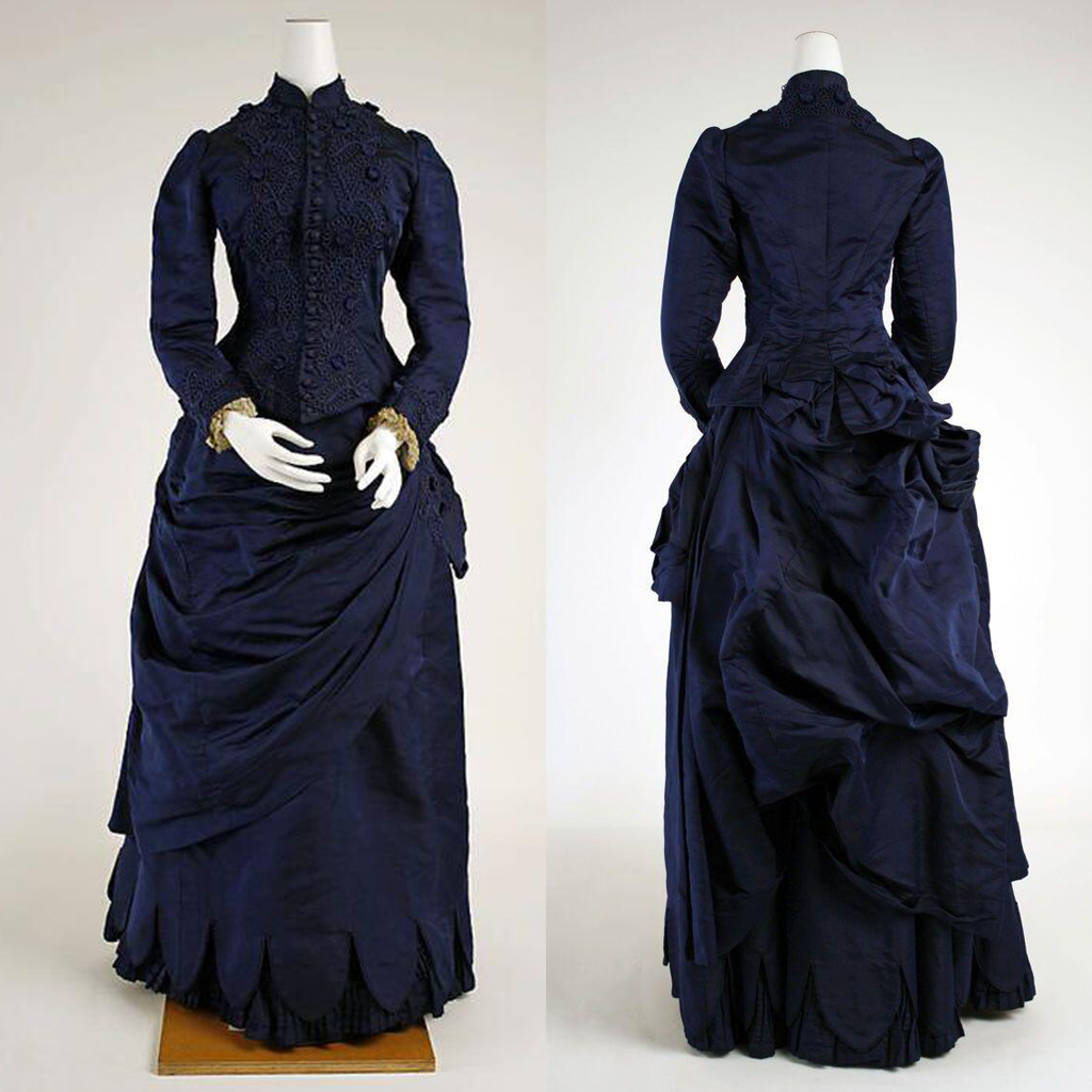 Women'S Accessories Louis Vuitton - Victoriana granatowa sukienka kostium 1868s wiktoriańska